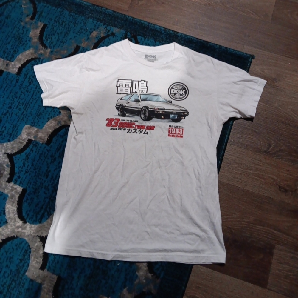 DGK Mens T Shirt White Tuner Graphic Print Short Sleeve Pullover Size M Cotton